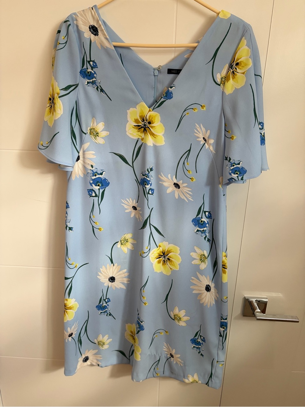 Marks & Spencer Pale Blue Floral V-Neck Midi Dress